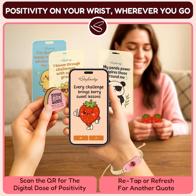 STOFINITY Emotional Support Strawberries Jar - Positive Strawberry Gifts For Women, Girls, 60 Daily Affirmation Cards For Teen Girls Trendy Stuff, Christmas Motivational Desk Decor Gifts - Image 5